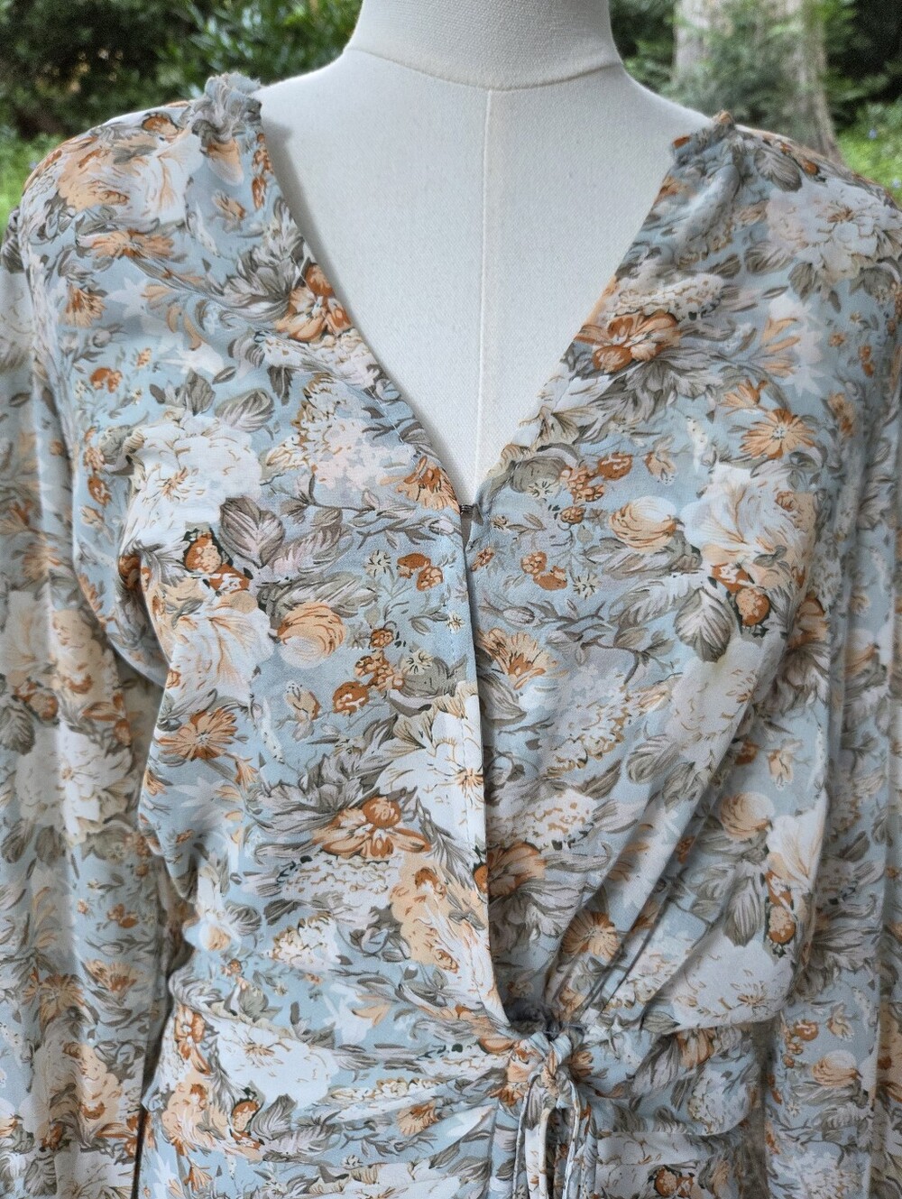 Lilyful Multicolor Floral Ruched Wrap Dress Size Small - Picture 3 of 9